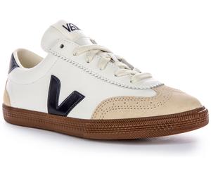 Veja Volley Lace Up Inspired Canvas Womens Trainer In White Blue UK 3 - 8
