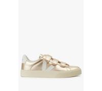 VEJA Womens Recife Logo Velcro Strap Trainers In Platine White Size: 37, Colour: Gold Metalic