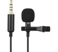 VejiA 1.45m Mini Portable Microphone Condenser Clip-on Lapel Lavalier Mic Wired for Phone for Laptop