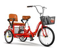 VejiA 3 wheel bikes for adults, Foldable Tricycle for Elderly, Singe Speed Low-Step 3 Wheels Cruiser Bike with 2 Basket And Back Seat, Men And Women's Double Chain Shopping Bicycle