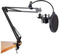VejiA Microphone Scissor Arm Stand and Table Mounting Clamp&NW Filter Windscreen Shield & Metal Mount Kit