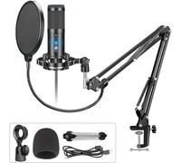 VejiA Profession Studio Condenser Microphone for Computer Vocals Recording with Stand USB Microphone for Stream Vocal Voice