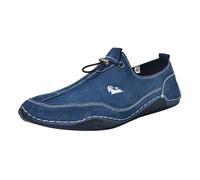 vejtmcc Barefoot Shoes Men's Outdoor Leather Barefoot Shoes Flat Non-Slip Barefoot Shoes Soft Hiking Shoes Comfortable Slip On Trainers Breathable Orthopaedic Driving Shoes EU 39-EU 42, blue, 12 UK