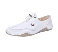 vejtmcc Barefoot Shoes Men's Outdoor Leather Barefoot Shoes Flat Non-Slip Barefoot Shoes Soft Hiking Shoes Comfortable Slip On Trainers Breathable Orthopaedic Driving Shoes EU 39-EU 42, White, 11.5 UK