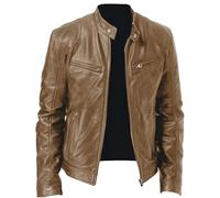 Vejtmcc Men's Genuine Leather Retro Motorcycle Sweat Jacket Real Lambskin Leather Biker Jacket Vintage Style