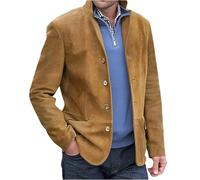 vejtmcc Men's Jacket Blazer Long Sleeve Lapel Cord Blazer, Single Breasted Plain Casual Blazer Coat with Jacket, Slim Fit Modern Suit Jacket, Vests Suede Jacket, Casual Slim Button Suit, brown, XXL