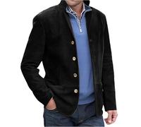 vejtmcc Men's Jacket Blazer Long Sleeve Lapel Cord Blazer, Single Breasted Plain Casual Blazer Coat with Jacket, Slim Fit Modern Suit Jacket, Vests Suede Jacket, Casual Slim Button Suit, black, XXL