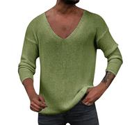 vejtmcc Men's Knitted Pullover with V-Neck Pullover Long Sleeve Men's Pullover Comfortable Sweater Basic Jumper Warm Sweatshirt Fine Knit Long Sleeve Shirt Stretch Long Sleeve Shirt Slim Fit Running