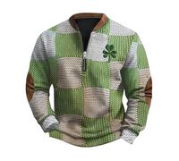 vejtmcc Men's Mint Green Long-Sleeved 1/4 Zip Sweater, Spread Collar, Regular Fit, Winter, S-4XL
