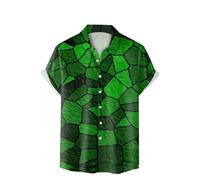 vejtmcc Men's St. Pat's Day Printed Casual Fashion Shirt Without Collar Men's Blue, Green, 4XL