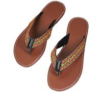 vejtmcc Samba Women's Flip Sandals, Summer Sandals, Toe Post Sandals with Colourful Print, Beach Summer Flip Flops, Casual Art Painted, Travel Comfort Slippers, Slip-On, Casual Shoes, brown, 7 UK