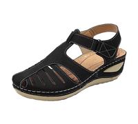 vejtmcc Women's Sandals, Summer Genuine Leather Closed Toe Fisherman Outdoor Hiking Sports Shoes Wide Adjustable Waterproof Arch Support Fashion Trekking Sandals Outdoor Sandals, black, 8 UK