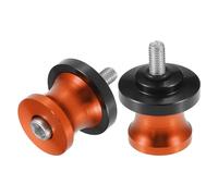 VekAuto 1 Pair Swingarm Spools, 6mm M6x1.0 CNC Swing Arm Spools Slider Stand Universal for Motorcycle Durable Aluminum Alloy Black Orange