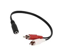 VekAuto 1 Pc 3.5mm Female to 2 RCA Male Cable, 3.5mm Universal for Car Plastic Black White Red