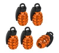 VekAuto 5 Pcs Tire Valve Stem Caps, 35x16MM Car Wheel Valve Cap Universal for Car Bike Motorcycle Anti Crash Aluminum Alloy Orange Tyre Valve Stem Cover Valve Dust Cap Tire Valve Cap