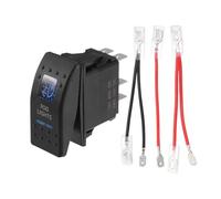 VekAuto 5 Pin Fog Lights Waterproof Rocker Switch Kit, 20A/12V 10A/24V SPST on Off Universal for Automotive Cars Waterproof ABS Blue Interior LED with Wires