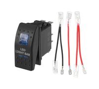 VekAuto 5 Pin LED Light Bar Rocker Switch Toggle Kit, 20A/12V 10A/24V SPST on Off Universal for Automotive Cars Waterproof ABS Blue Interior LED with Wires