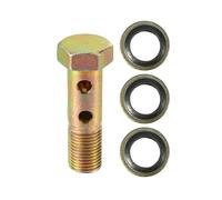 VekAuto Double Banjo Bolt Kit, M10x1.0 Length 38mm Metric Thread Turbo Brake Line Fitting Adapter Universal for Car Durable Metal Bronze Tone W/Washer Spacer
