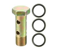 VekAuto Double Banjo Bolt Kit, M16x1.5 Length 54mm Metric Thread Turbo Brake Line Fitting Adapter Universal for Car Durable Metal Bronze Tone W/Washers