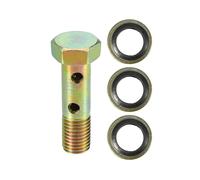 VekAuto Double Banjo Bolt Kit, M8x1.0 Length 32mm Metric Thread Turbo Brake Line Fitting Adapter Universal for Car Durable Metal Bronze Tone W/Washers Spacer