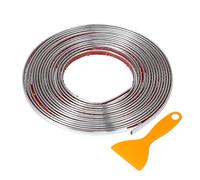VekAuto Window Trim Strip Kit 1/4" 6mm Width 16Ft 5m Universal for Car Bumper Door Body Self Adhesive Decorative Sticker Plastic Gloss Silver Tone