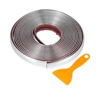 VekAuto Window Trim Strip Kit 3/5" 15mm Width 16Ft 5m Universal for Car Bumper Door Body Self Adhesive Decorative Sticker Plastic Gloss Silver Tone