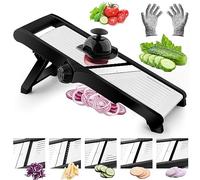 VEKAYA Mandoline Slicer for Kicthen,Adjustable Vegetable Slicer,Food Chopper,Potato Slicer,Mandolin,Tomato Slicer,Veggie Cutter,Stainless Steel Professional with Safety Gloves