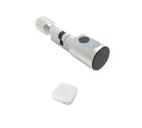 VEKELETE Adjustable Euro Cylinder Smart Lock Tuya BLE Fingerprint IC Card Keys Phone App Home Electronic Door Lock Core Digital Keyless(Tuya Silver and Hub,45 and 45 to 55)
