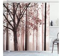 VEKETE Autumn Shower Curtain,Fall Season Theme Forest Tree Leaves On An Abstract Woodland Background Bathroom Curtains,6,Your Image/Photo