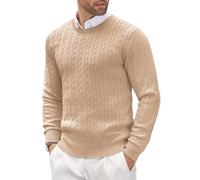 Vekewsap Cable Knit Jumper Men's Slim Fit Winter Pullover Winter Warm Long Sleeve Shirt Fine Knit Sweater Basic Men's Jumper Business Sweater Leisure Sweatshirt Jumper, Wh2, L