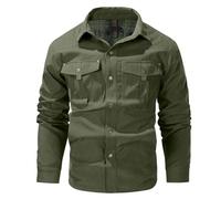 Vekewsap Flannel Jacket Men's Lined Winter Jacket Cargo Jacket Stand-Up Collar Aviator Jacket with Many Pockets Workwear Transition Jacket Work Jacket Windproof Trucker Jacket Military Outdoor Jacket