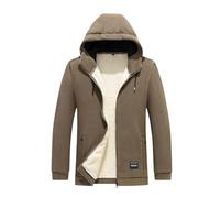 Vekewsap Fleece Jacket Men's Hoodie Zip Sweat Jacket Thick Windproof Winter Coat Trench Coat Hoodie Lined Hoodie Winter Jacket Warm Sports Jacket Sweatshirt Outdoor Hooded Jacket, khaki, XXL