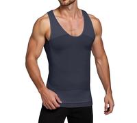Vekewsap Gym Tank Top Men's Compression Shirt Muscle Body Shaper Tummy Control Tank Tops Shapewear Tank Top Slimming Vest Belly Away Shirt Shapewear Undershirt Quick-Drying Muscle Shirts, 02 Grey, M