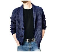 Vekewsap Men's Cardigan Stand-Up Collar Knitted Coat Single Breasted Traditional Jacket Transition Jacket with Buttons Trench Coat Fine Strike Sweaters Knitted Sweat Jacket Casual Knitted Jumper, blue