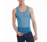 Vekewsap Mesh Top Men's Transparent Mesh Undershirt Summer Crew Neck T Shirt Tank Tops Cool Sexy Muscle Shirt Fishnet Tank Top Mesh Shirt Transparent Mesh Shirt Breathable Underarm Shirt, blue, M