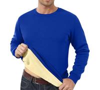 Vekewsap Plush Lined Fleece Jumper Men's Sports Sweater Work Jumper Thermal Winter Jumper Teddy Fleece Pullover Large Sizes Long Sleeve Sweatshirt Plain Thermal Underwear, blue, XL