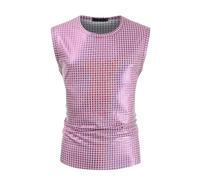 Vekewsap Sequin Vest Men's Shiny Tank Top Sleeveless T-Shirts Disco Performance Costume Carnival Tank Top Muscle Shirts Nightclub Style Clubwear Glitter Vest Vest Vest, purple, XL