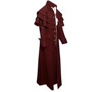 Vekewsap Steampunk Gothic Uniform Men's Priest Robe Theatre Clothing Renaissance Cosplay Daily Costume Victorian Jacket Tuxedo Tailcoat Uniform Dress Pirate Vampire Costume