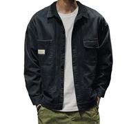 Vekewsap Vintage Denim Jacket Men's Baggy Jeans Jackets Cargo Work Jacket Leisure Buckle Traditional Jacket Transition Jacket Shirt Jacket Button Down Denim Jacket Retro Sports Jacket Outdoor Hiking