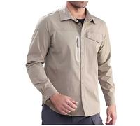 Vekewsap Work Shirt Men's Oversized Quick-Drying Functional Shirt UV Protection Safari Shirt Breathable Outdoor Shirt Military Style Long Hiking Shirt Fishing Shirt Combat Shirt Work Jacket, khaki