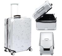 Veki Clear Protective PVC Suitcase Cover with Zip, Waterproof Dustproof Luggage Cover Protector Bag, Trolley Case Covers Protect Suitcase from Scratch for Travel (Panax Pseudoginseng Open, 26inch)