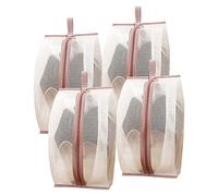 Veki Clear Waterproof Shoe Storage Bag for Travel and Daily Use Large Foldable Transparent Shoes Storage Packing Organizers Pouch with Zipper and Rope for Men Women (4Pack, Pink)
