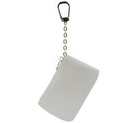 Veki Coin Purse With Key Chain, Full Grain Leather Mini Wallet, Small Coin Purse Keychain, Card Holder Keychain Small Keychain Wallet, Fashionable Classic Clutch Purse, for Women and Men, Light Gray,