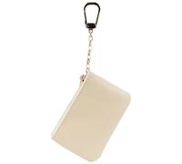 Veki Coin Purse With Key Chain, Full Grain Leather Mini Wallet, Small Coin Purse Keychain, Card Holder Keychain Small Keychain Wallet, Fashionable Classic Clutch Purse, for Women and Men, Off White,