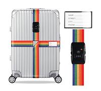 Veki Cross Luggage Straps Set TSA Approved with Lock Adjustable Travel Suitcase Belts Suitcase Tags with Name ID Card Packing Straps for Suitcases Strap Travel Accessories (Multicolor, 1pcs)