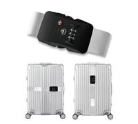 Veki Luggage Strap with TSA Combination Lock, Adjustable Suitcase Strap, Personalised Luggage Strap, Suitcase Strap, Non-Slip with Name Tag, Luggage Strap for Suitcase, Travel Bag (Silver)