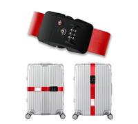 Veki Luggage Straps with TSA Approved Lock, Luggage Strap Belt for Suitcase 20 to 32 Inch, Adjustable Suitcase Strap with Luggage Label, Personalised Packing Straps Travel Accessories (Red)