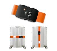 Veki Luggage Straps with TSA Approved Lock, Luggage Strap Belt for Suitcase 20 to 32 Inch, Adjustable Suitcase Strap with Luggage Label, Personalised Packing Straps Travel Accessories (Orange)
