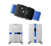 Veki Luggage Straps with TSA Approved Lock, Luggage Strap Belt for Suitcase 20 to 32 Inch, Adjustable Suitcase Strap with Baggage Label, Personalised Packing Straps Travel Accessories (Blue)