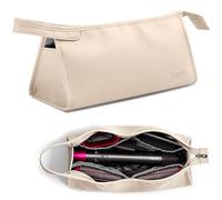 Veki Portable Travel Storage Bag Compatible with Dyson Supersonic Hair Dryer, PU Leather Protective Carrying Case for Dyson Airwrap Styler, Travel Organiser Bag for Hair Curler Accessories (Beige)